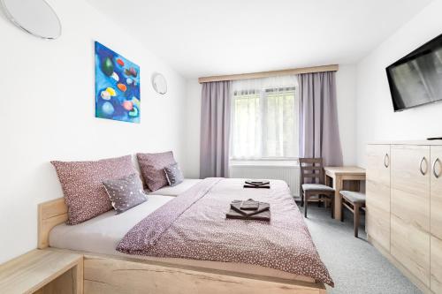 Postel nebo postele na pokoji v ubytování Jeseníky Apartmán číslo 5