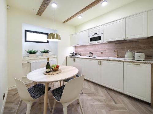 Kuchyň nebo kuchyňský kout v ubytování Taurakalnis apartment