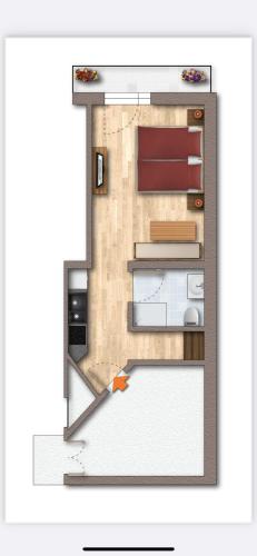 - un plan d'étage d'une chambre avec une cuisine dans l'établissement Appartments Das Franzal, à Zell am Ziller