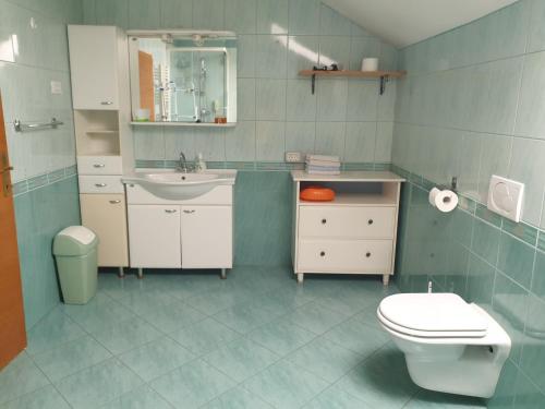 a bathroom with a toilet and a sink at Hiša Bizjak in Kranj