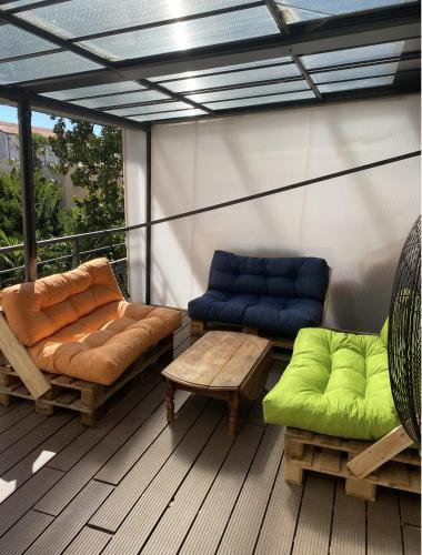 Posezení v ubytování T3 duplex6 hyper-centre climatisé