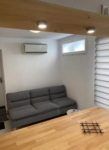 a living room with a couch and a window at StudioC hyper-centre climatisé in Albi