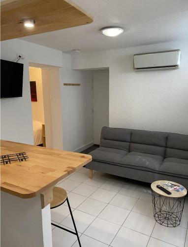 a living room with a couch and a table at StudioC hyper-centre climatisé in Albi