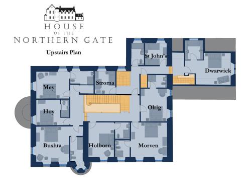 a floor plan of the north kitchen cafe at House of the Northern Gate - a luxury baronial house that sleeps 18 guests in 9 bedrooms in Thurso