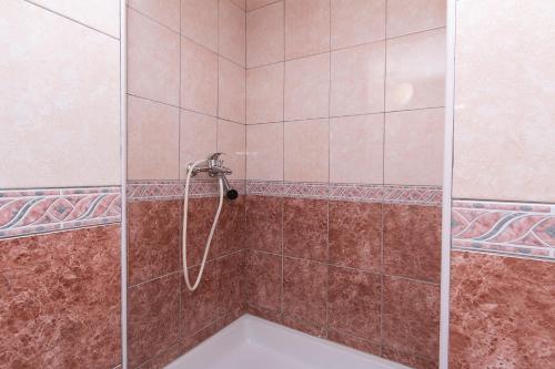 a shower with a glass door in a bathroom at Apartment Podaca 4734c in Podaca