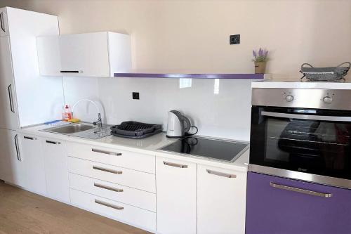Kuchyň nebo kuchyňský kout v ubytování Silver Beachfront Becici