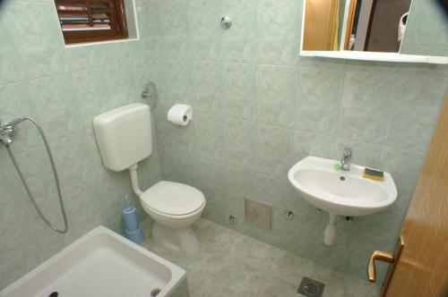 uma casa de banho com um WC e um lavatório em Studio Drvenik Donja vala 2732c em Drvenik