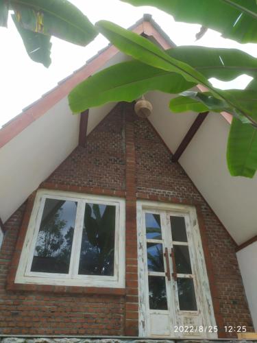 a house with two windows and a tree at Green Haven Homestay in Tetebatu