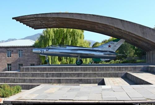 a fighter jet sitting on top of some stairs at Pottery House Sanahin in Alaverdi