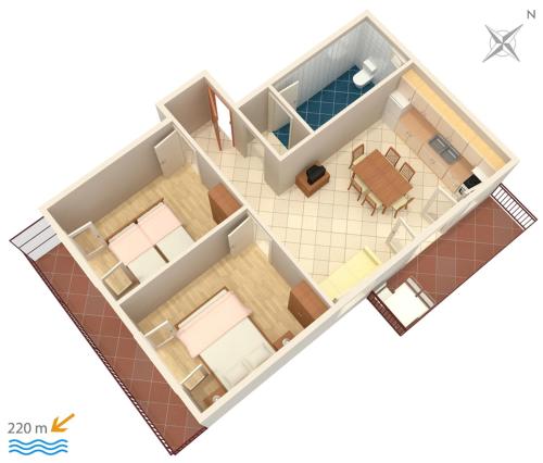 Půdorys ubytování Apartments with a parking space Grebastica, Sibenik - 4882
