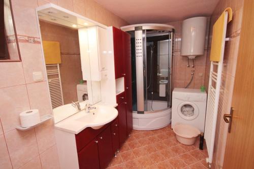 a bathroom with a sink and a washing machine at Apartments with a parking space Selce, Crikvenica - 5287 in Selce