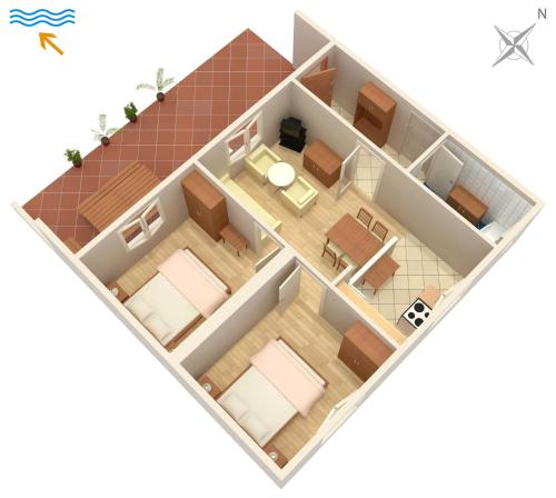 Půdorys ubytování Apartments by the sea Punat, Krk - 5351