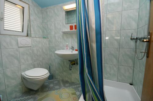 ein Bad mit einem WC und einem Waschbecken in der Unterkunft Apartment Novi Vinodolski 5526b in Novi Vinodolski