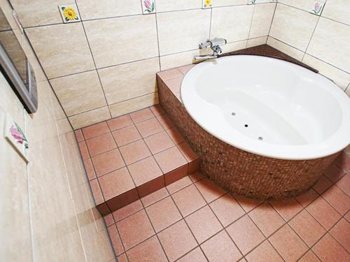 a bathroom with a bath tub and a sink at メルヘンの森パート2大人専用 in Yoshioka