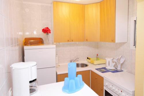 a small kitchen with a sink and a counter at Apartments by the sea Postira, Brac - 5660 in Postira