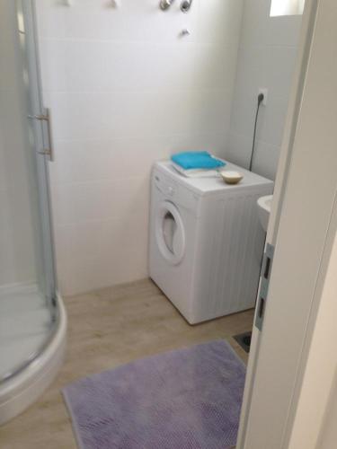 a bathroom with a washing machine and a toilet at Apartments by the sea Dramalj, Crikvenica - 5597 in Dramalj