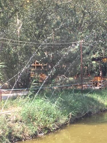 a fence next to a body of water at Village Jazz in Chimankend