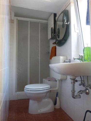 a bathroom with a toilet and a sink at Appartamento Piagnaro in Pontremoli