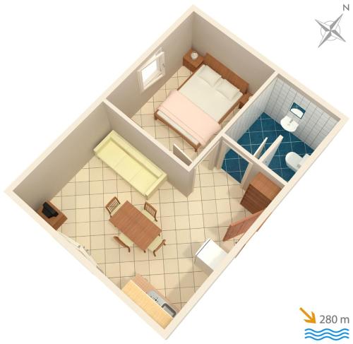 - un étage d'une chambre dans l'établissement Apartments and rooms with parking space Marina, Trogir - 5953, à Marina