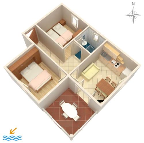 Půdorys ubytování Apartments by the sea Vrsi - Mulo, Zadar - 5951