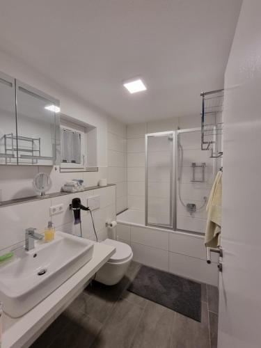 MurgにあるHoliday Apartment Moises y Ruthの洗面台、トイレ、シャワー付きのバスルーム