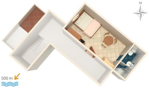 een weergave van een kamer met een plattegrond bij Apartments with a parking space Vodice - 6178 in Vodice