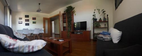 a living room with a couch and a table at El Descanso in Aínsa