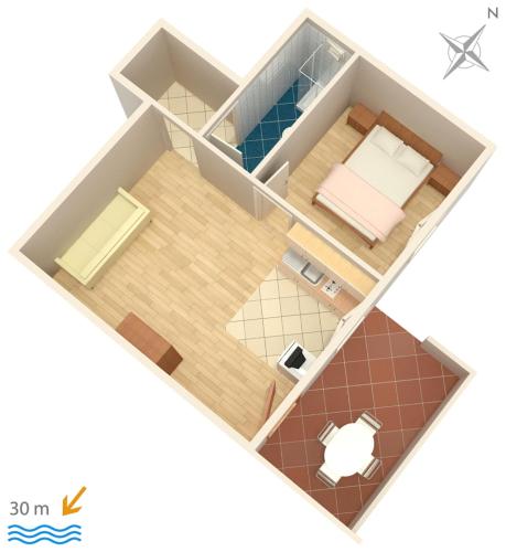 a drawing of a floor plan of a room at Apartments by the sea Zubovici, Pag - 6356 in Zubovići