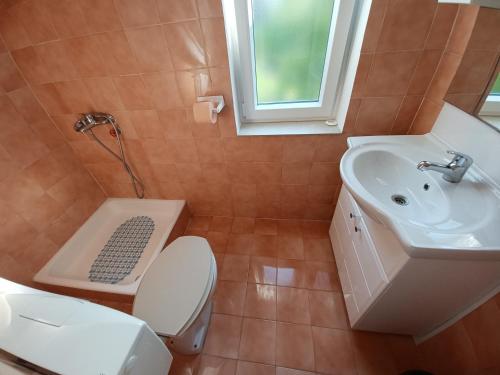 uma casa de banho com um WC e um lavatório em Apartments with a parking space Pag - 6325 em Pag