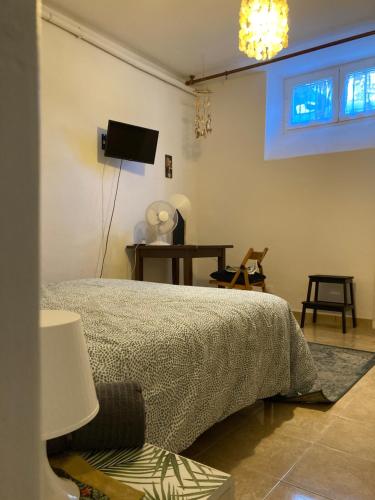 a bedroom with a bed and a tv on the wall at Casa Le Felci in Florence