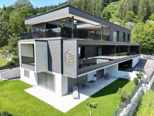 an aerial view of a house at Perfect Lodgings Wiesing in Erlach