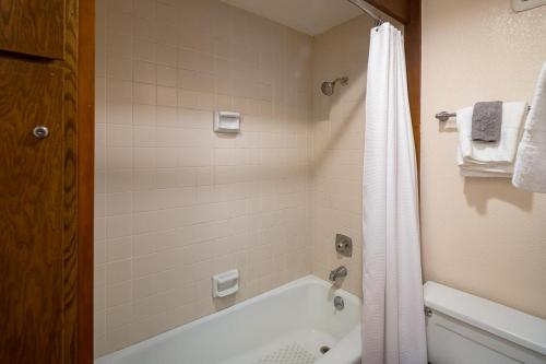 a bathroom with a white tub and a shower at Granite River Retreat at Alpine Meadows in Alpine Meadows