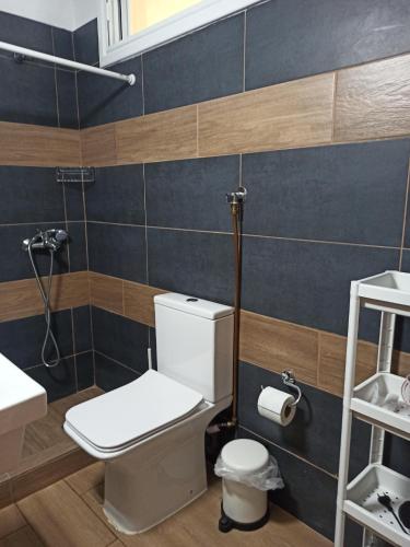 ein Bad mit einem WC und einem Waschbecken in der Unterkunft Atlas_Endless Blue Apartment in Loutraki