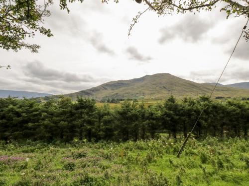 a view of a mountain from a field at The Thatched Cottage in Liscarney