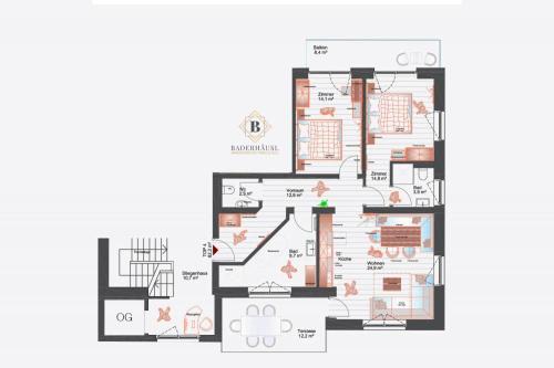 a floor plan of a building at Apartment in Bramberg near Cable Car in Bramberg am Wildkogel