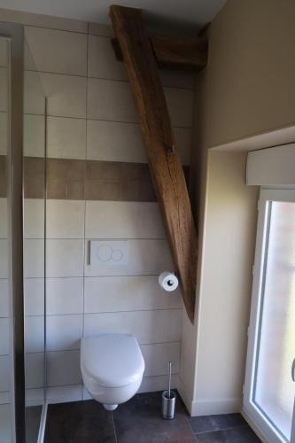 a bathroom with a white toilet in a room at Le Sophora in Chéu