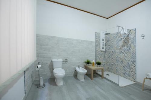 a bathroom with a toilet and a shower at Doctor House standard, suites & luxury rooms in Enna