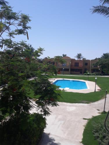 a swimming pool in front of a building at Апартаменты в Хургаде, Stella Makadi in Hurghada