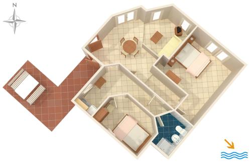 Půdorys ubytování Family-friendly apartments with swimming pools Krnica, Marcana - 7357