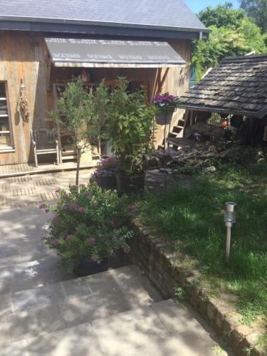 a yard with some plants and a building at Maison Druyard huis met 5 slaapkamers in Durbuy