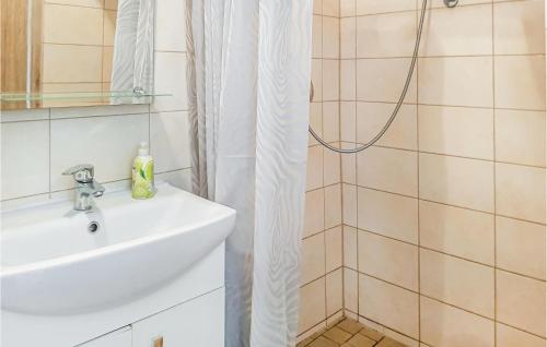 een badkamer met een wastafel en een douche bij Amazing Apartment In Dominikowo With Kitchen in Dominikowo