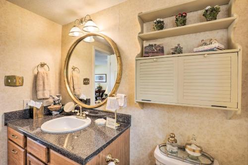 ein Badezimmer mit einem Waschbecken, einem Spiegel und einem WC in der Unterkunft Studio in College Station with Expansive Deck! in College Station