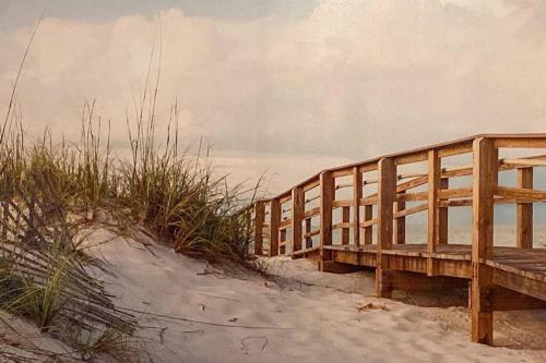 a painting of a wooden walkway to the beach at Crescent Head - Killick Glen - a couple's retreat in Crescent Head