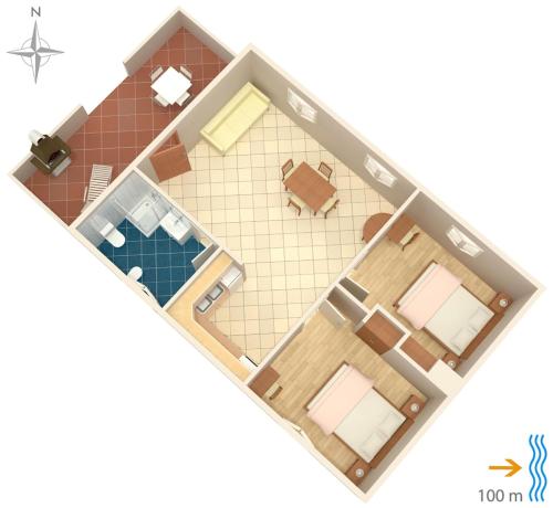 Κάτοψη του Family friendly seaside apartments Susak, Losinj - 8050