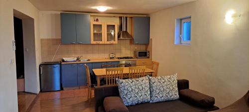 Il comprend un salon avec un canapé et une cuisine. dans l'établissement Apartment ŠODAN 72, à Omiš