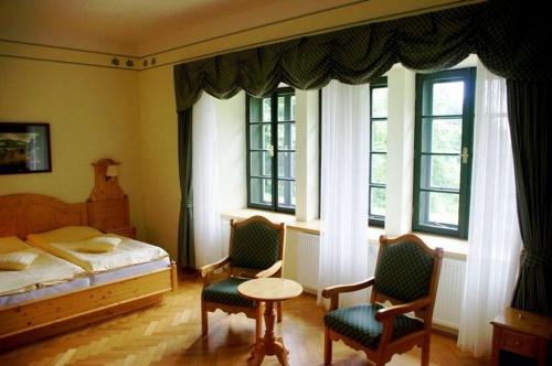 Ein Bett oder Betten in einem Zimmer der Unterkunft Hotel Svatý Tomáš