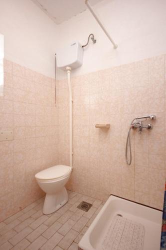 a bathroom with a toilet and a shower in it at Seaside holiday house Vis - 8907 in Vis