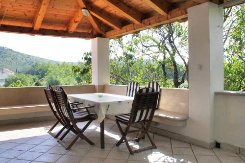 a patio with a table and chairs on a porch at Apartments with a parking space Srebreno, Dubrovnik - 9028 in Mlini