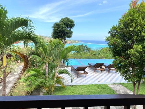 a view of a swimming pool from a house at Bukit Permata Lembongan in Nusa Lembongan