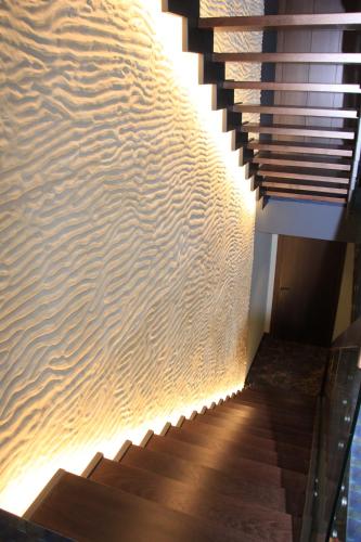 a stairway with a view of the water at Villa Lettonia in Jūrmala